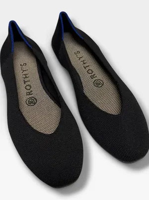 Rothy's The Flat Black Solid Round Toe Knit Ballet Flats Women 6.5 thumbnail 1