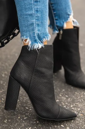New Black Snakeskin Booties thumbnail 1