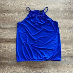 Express Blouse Royal Blue Sleeveless Small Office Preppy Bright Classy thumbnail 3