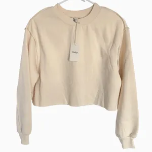 NWT‎ Womens Cream Cropped Long Sleeve Fleece Pullover Sweatshirt- Small thumbnail 3
