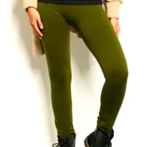 F&F Fleece Warmer High-Waist Olive Green Full Length Leggings thumbnail 3