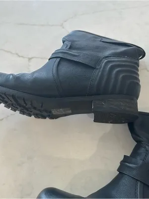 Aldo Black Leather Ankle Combat Boots with Buckle Straps thumbnail 4