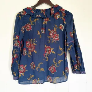 MADEWELL x Warm Ruffle-Collar Top Blue Floral XSmall thumbnail 7