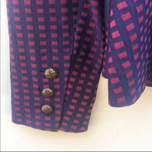 Modcloth Womens small Navy & Maroon Grid Print Bow Back dressy Casual blazer thumbnail 7