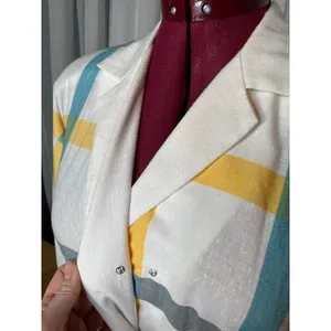 Dress Windowpane plaid shirt dress red blue yellow thumbnail 8