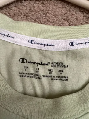 Champion Light Green Crop Tee with Purple Chest Graphic thumbnail 4