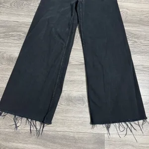 Washed Black High Rise Wide Leg Raw Hem‎ Jeans Patch Pockets 26W L28 Bohemian thumbnail 7