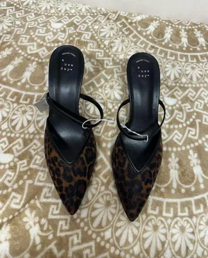 a new day Leopard Pointed Toe Slingback Heels - Brown/Black thumbnail 1