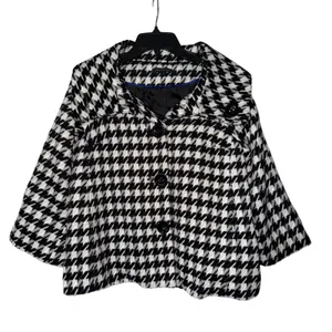 For Cynthia Womens Black White‎ Houndstooth Button Front Cropped Jacket Small thumbnail 1