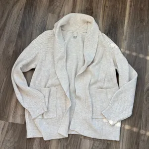 A New Day Target Cream Ribbed Knit Cardigan Long Sleeve Pockets Cotton Small thumbnail 1