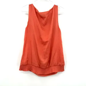 Loft Size Small Blouse‎ Orange Sleeveless Ruffle Front Preppy Workwear Casual thumbnail 2