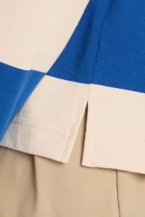 New Balance Blue and Cream Striped Rugby Shirt thumbnail 5