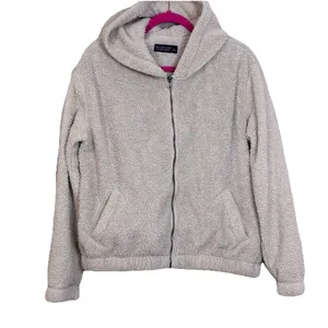 Abercrombie & Fitch Sherpa hoodie Women Large Soft a&f Langenlook gorcpore cream thumbnail 9