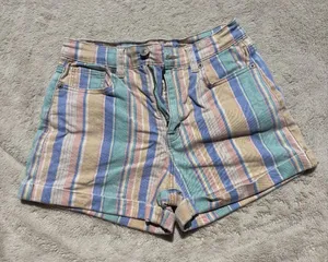 American Eagle Mulitcolor Striped Mom Shorts thumbnail 1
