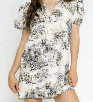 Olivaceous Toile Puff Sleeve Mini Dress thumbnail 1