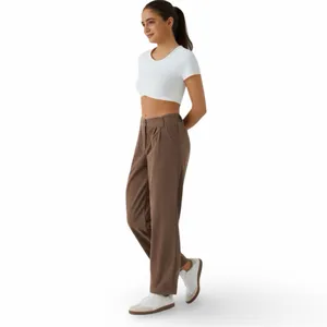 HALARA Mid Rise Corduroy Casual Pants Tall Brown Pleated Sz M thumbnail 4