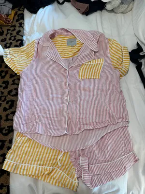 Rails Pajamas Pink And Yellow Striped Size Medium thumbnail 3