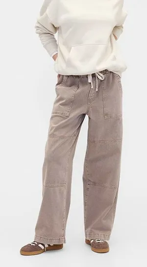 GAP Denim NWOT Mushroom Brown High Rise Pull-On Wide-Leg Utility Jeans Small thumbnail 1