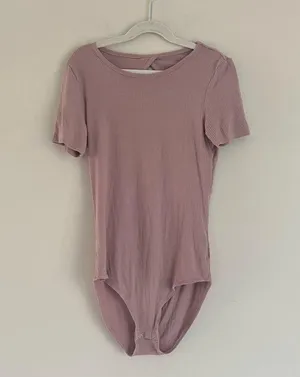 American eagle pink ribbed bodysuit thumbnail 2