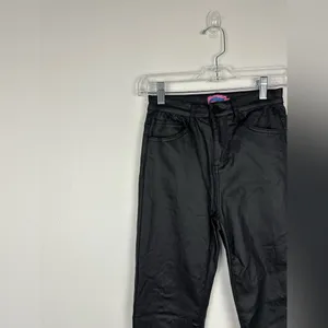 Edikted Womens Pants Size S Black‎ Faux Leather High Rise Wide Leg Flared thumbnail 3