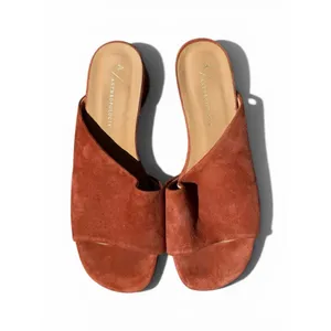 Anthropologie Rust Suede Block Heel Mule Sandals EU 37 US 6 Minimal Spain thumbnail 2