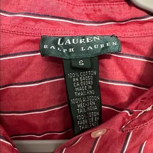 Lauren Ralph Lauren Red Navy Striped Button Up Shirt Cotton Womens S thumbnail 3