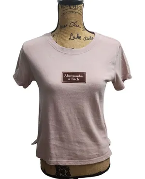 Abercrombie‎ & Fitch Classic Logo T-Shirt Pink Cotton Basic Casual Tee XS thumbnail 1
