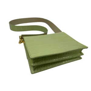 JW Pei Mini Flap Green Croc Faux Leather Vegan Crossbody Strap Bag Handbag OS thumbnail 4