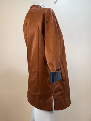 Korean 80s Vintage Copper Satin Trench Coat Dos de Darin Medium thumbnail 6