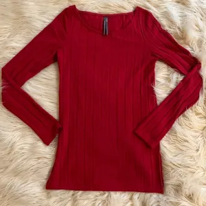 Anthropologie Ribbed Slide Slit Tunic Red New NWOT - Small thumbnail 9