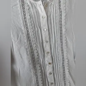 H&M mini dress lace embroidered pintuck ruffle short flutter sleeve ladder thumbnail 4