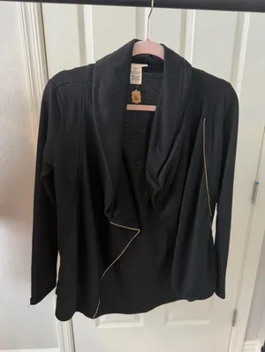 Miley + Molly Black Lightweight Warm Jacket with Gold Zipper thumbnail 1