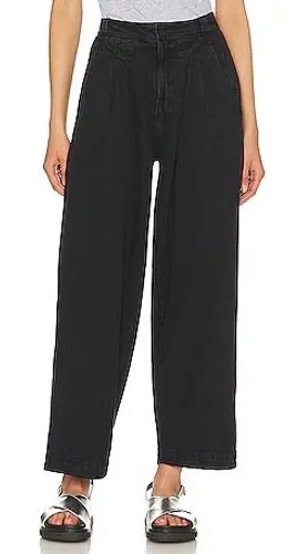 Free People Lotta Love Cotton Trousers Black Pleated Relaxed Boho Womens 2 thumbnail 1