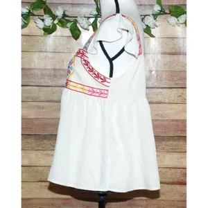 Blu Pepper Embroidered Peasant Top Ruffle Sleeve Size L Babydoll Boho Festival thumbnail 5