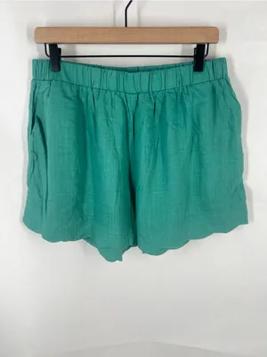 Umgee USA Teal Linen Blend Scallop Hem Shorts Size XL NWT thumbnail 2