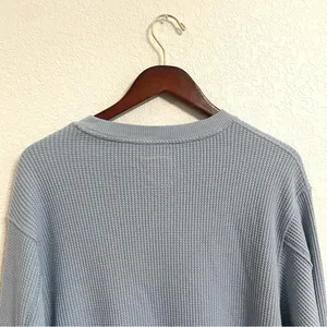 Aerie Womens Top Shirt Light Blue Waffle Knit Long Sleeve Comfort Size Medium thumbnail 4