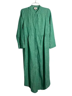 NEW Tuckernuck Sea Green Lydell Linen Band Collar Maxi Shirt Dress size Medium thumbnail 3