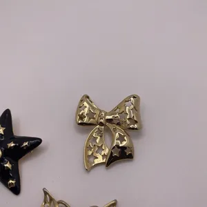 Lot Of 3 Vintage - Modern Brooch Pins Gold Tone / Black - Bow, Butterfly, Star thumbnail 8