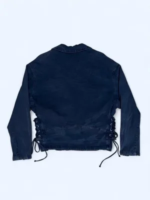 Free People Denim Oversized Rebel Motorcycle Jacket streetwear punk grunge M thumbnail 5