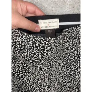 Anthropologie By The Essential Crop Flare Pants Womens Xs Black Animal Print thumbnail 4