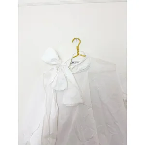 Zara White Poplin Tie Neck Oversized Blouse Size Small 8775/545 Chic Preppy thumbnail 5