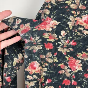 Anthropologie Pilcro Thermal Top Womens XL Split-Neck‎ Floral Waffle Knit Boho thumbnail 5