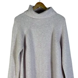 Loft Waffle Knit Turtleneck Pullover Sweater Lavender Purple Relaxed Size L thumbnail 3