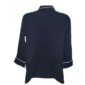 Lauren Ralph Lauren Navy Blue & White‎ Polka Dot Cotton Night Shirt Small Logo thumbnail 3