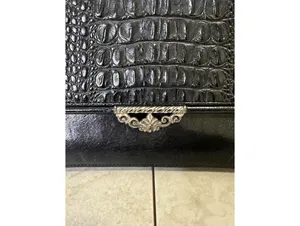 Vintage Brighton black croc-embossed leather snap button organizer/wallet/clutch thumbnail 10
