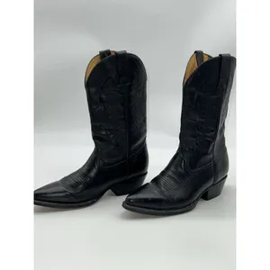 Pistolero Black All Leather Embroidered Cowboy Boots Women's Sz 24.5-7.5/Men 5.5 thumbnail 7