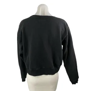 Realisation Womens Black Logo Long Sleeve Fleece Sweater Sweatshirt Top Sz S thumbnail 2