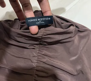 Naked Wardrobe NEW Women XS Espresso Brown Ruched Sleeveless Top Minimalist Chic thumbnail 5