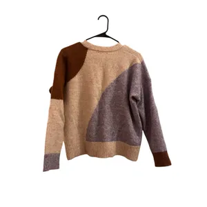 Madewell Cream Purple Brown Wool Blend Sweater Women Sz S thumbnail 2