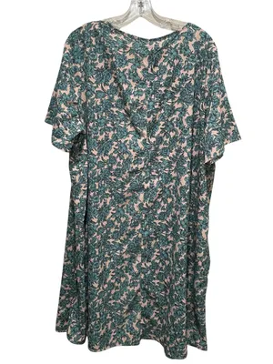 Glamorous Curve Floral Shift Dress Green Pink Womens Size 18 Short Sleeve NWT thumbnail 9